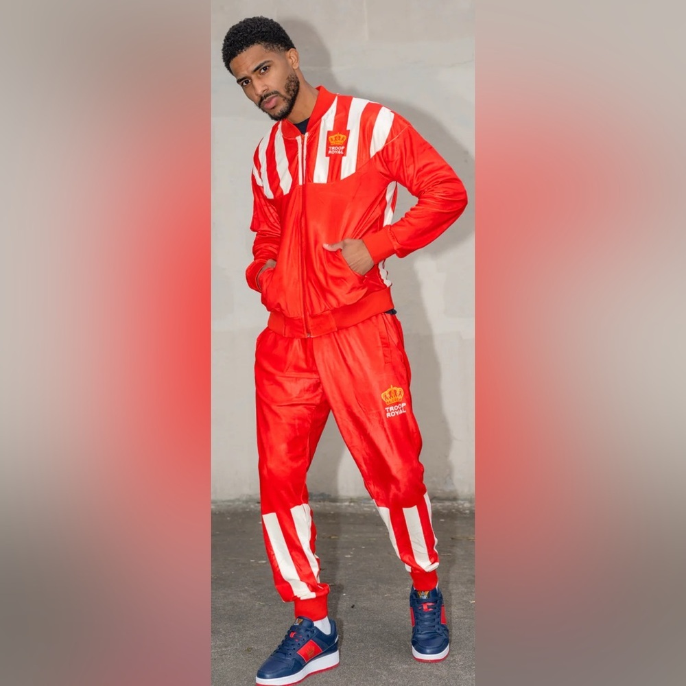 Red and White Track Jacket